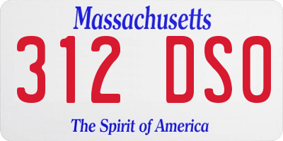 MA license plate 312DS0
