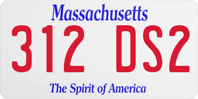 MA license plate 312DS2