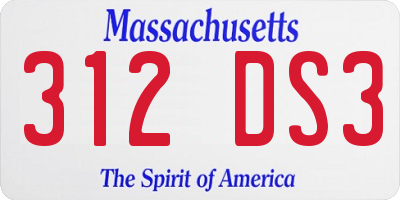 MA license plate 312DS3