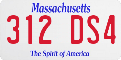 MA license plate 312DS4