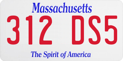 MA license plate 312DS5