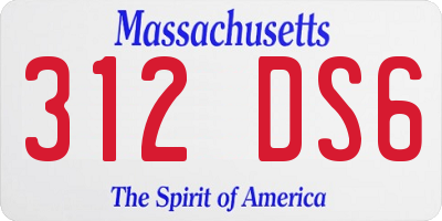 MA license plate 312DS6