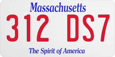MA license plate 312DS7