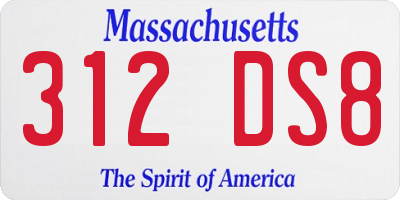 MA license plate 312DS8