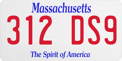 MA license plate 312DS9