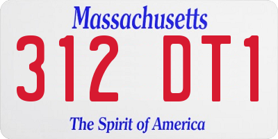 MA license plate 312DT1
