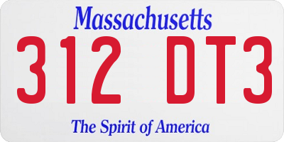 MA license plate 312DT3
