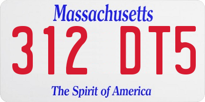 MA license plate 312DT5