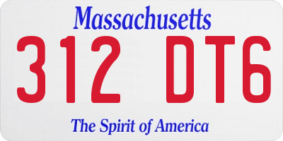 MA license plate 312DT6