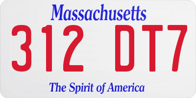 MA license plate 312DT7