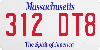 MA license plate 312DT8