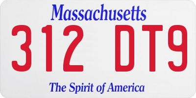 MA license plate 312DT9