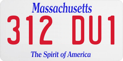 MA license plate 312DU1