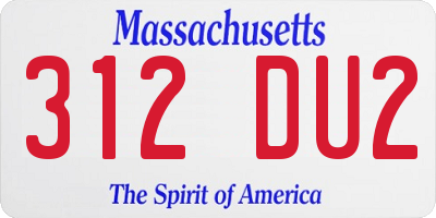 MA license plate 312DU2