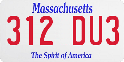 MA license plate 312DU3