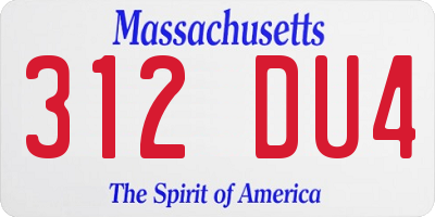 MA license plate 312DU4