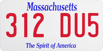 MA license plate 312DU5