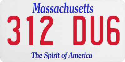 MA license plate 312DU6