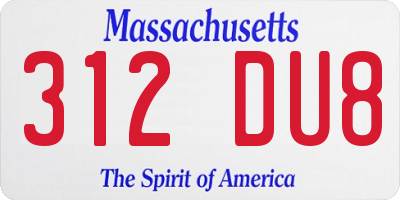 MA license plate 312DU8