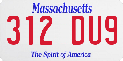 MA license plate 312DU9