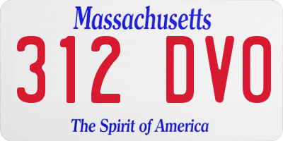 MA license plate 312DV0