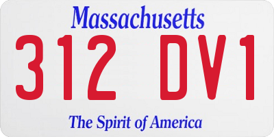 MA license plate 312DV1