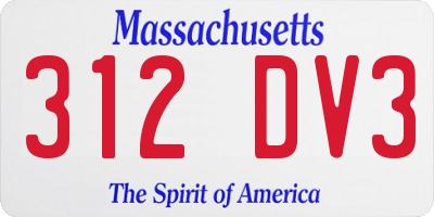 MA license plate 312DV3