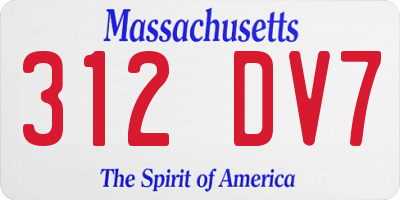 MA license plate 312DV7