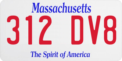 MA license plate 312DV8