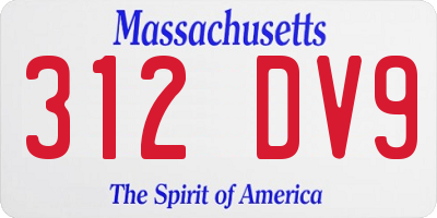 MA license plate 312DV9