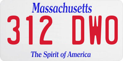 MA license plate 312DW0