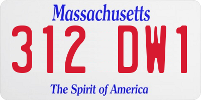 MA license plate 312DW1