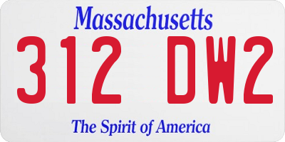 MA license plate 312DW2