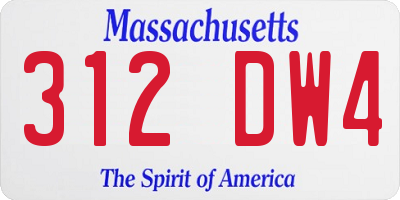 MA license plate 312DW4