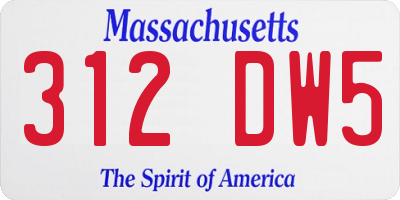 MA license plate 312DW5