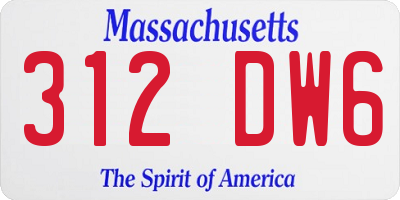 MA license plate 312DW6
