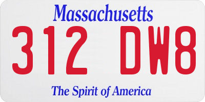 MA license plate 312DW8