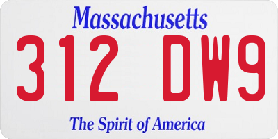 MA license plate 312DW9
