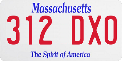 MA license plate 312DX0