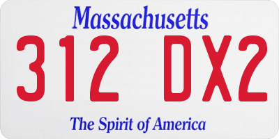 MA license plate 312DX2