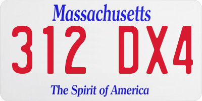 MA license plate 312DX4