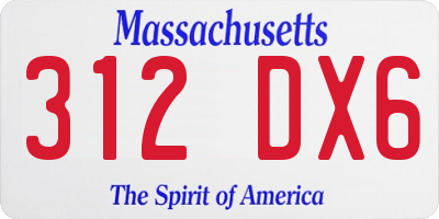 MA license plate 312DX6