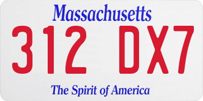 MA license plate 312DX7