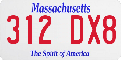 MA license plate 312DX8