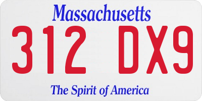 MA license plate 312DX9