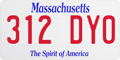 MA license plate 312DY0