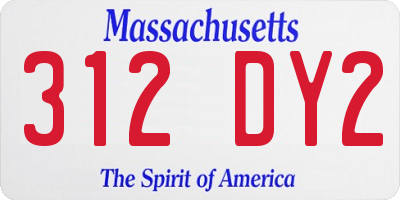 MA license plate 312DY2
