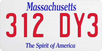 MA license plate 312DY3