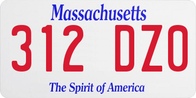 MA license plate 312DZ0