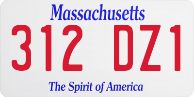 MA license plate 312DZ1